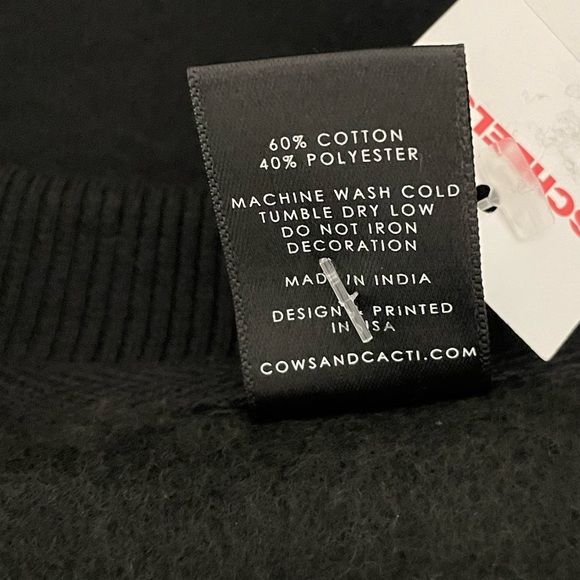 New COWS X CACTI Womens Black Crop Sweatshirt Rainbow Mountain Graphic Medium - Picture 9 of 9